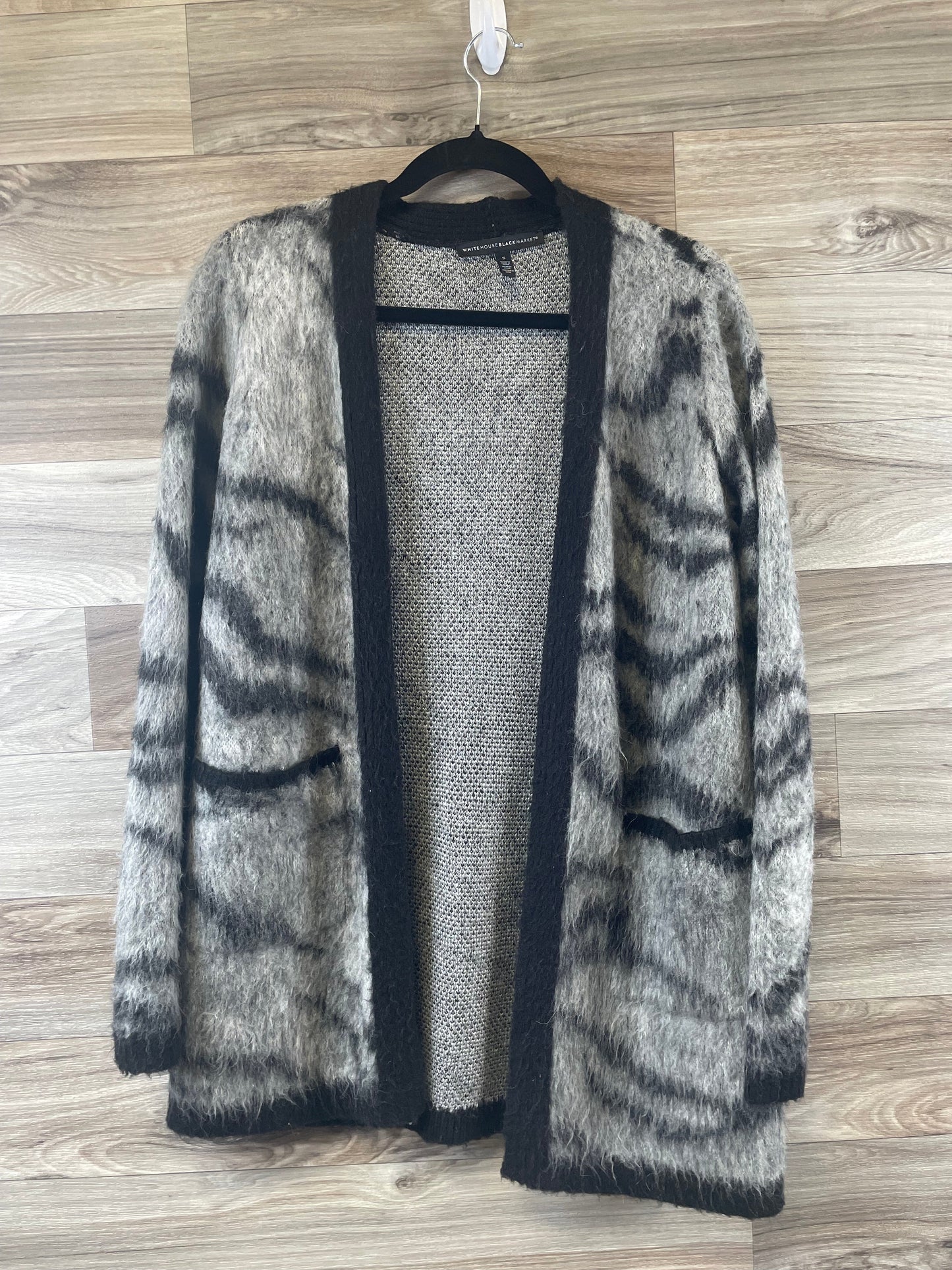 Sweater Cardigan By White House Black Market In Black & Grey, Size: S