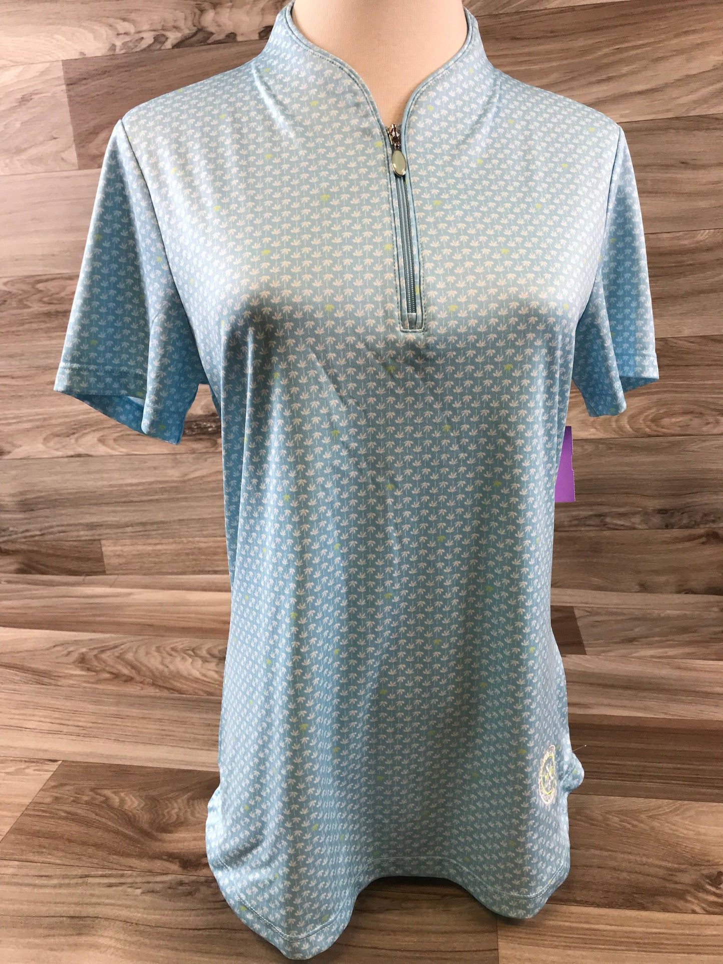 Blue & White Athletic Top Short Sleeve Clothes Mentor, Size M