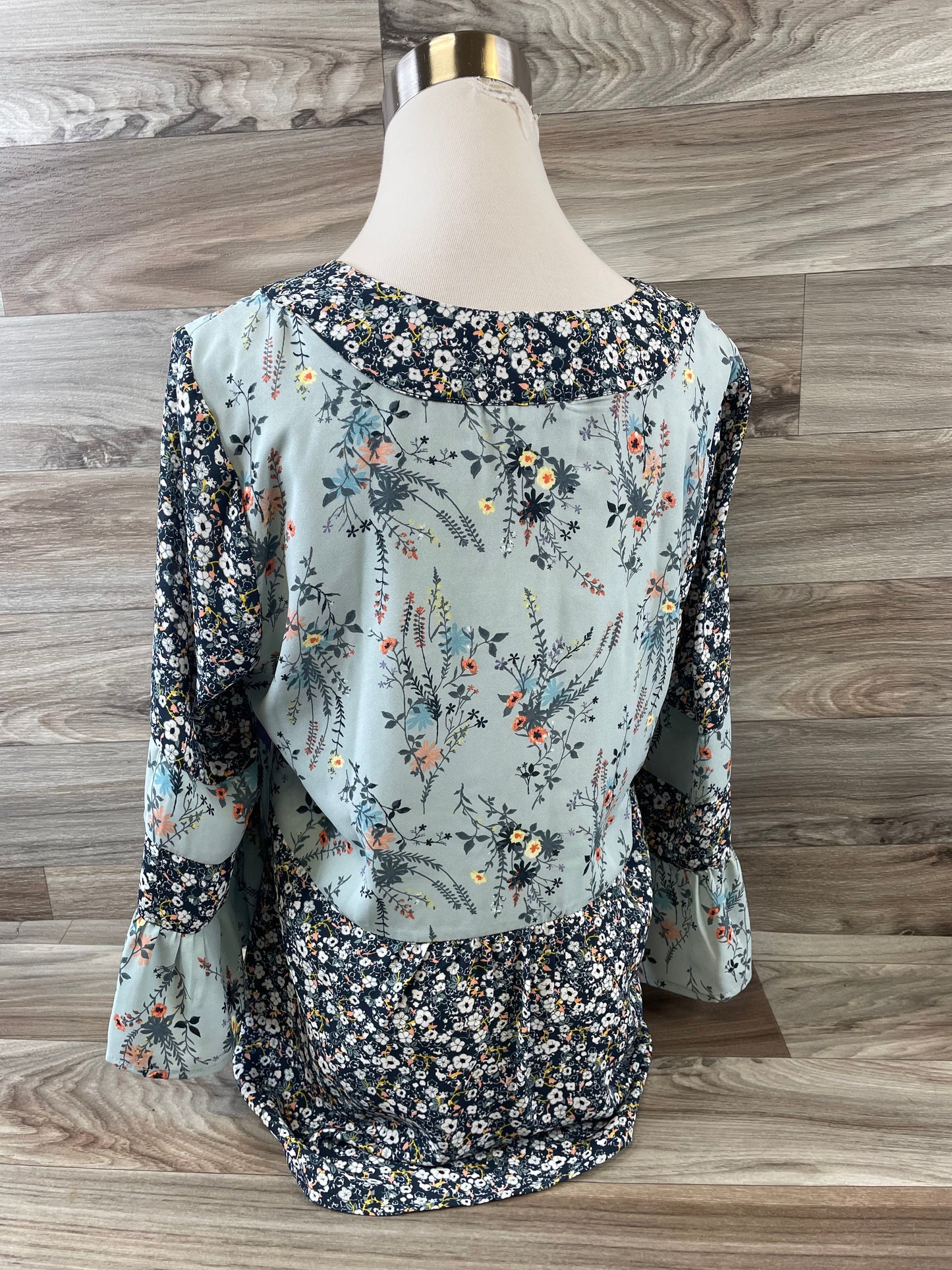 Floral Print Top 3/4 Sleeve Basic Dr2, Size M