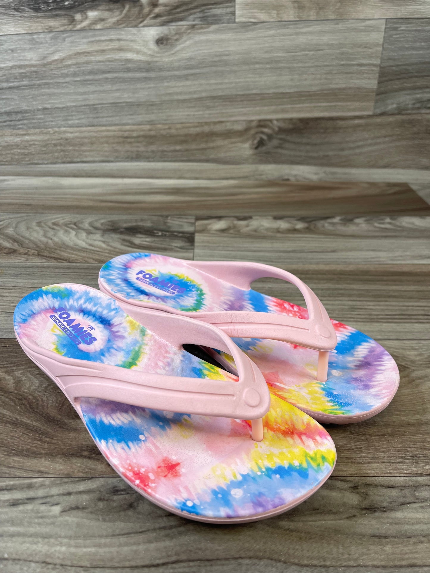 Tie Dye Print Sandals Flats Skechers, Size 8