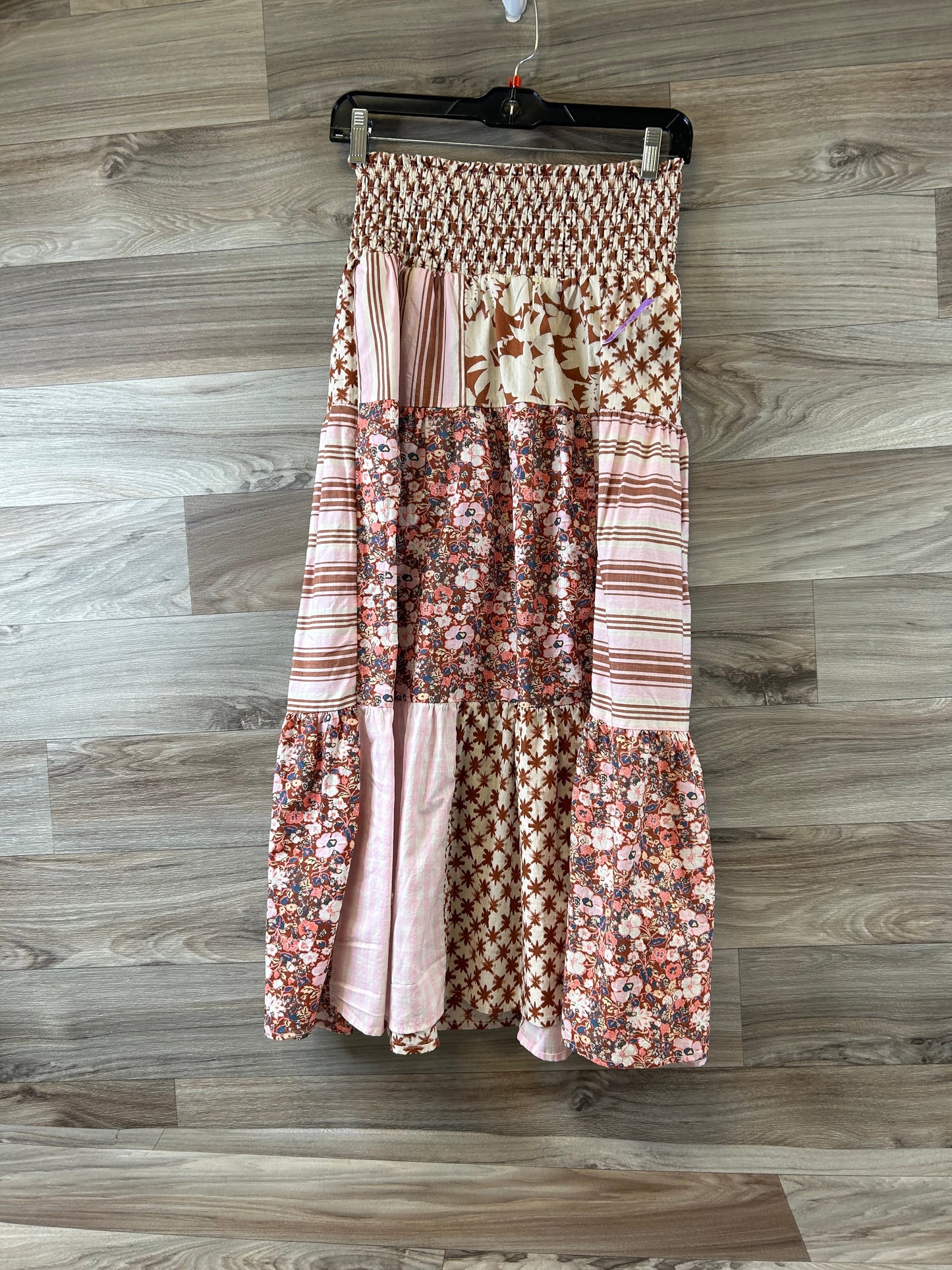 Brown & Pink Skirt Maxi Universal Thread, Size 8