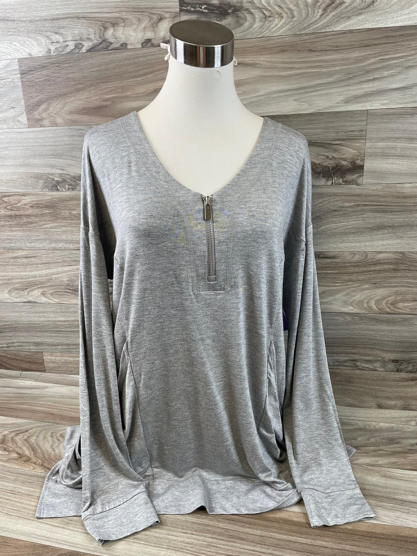 Grey Top Long Sleeve Cable And Gauge, Size M
