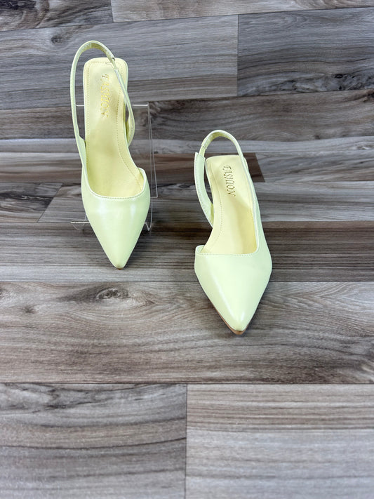 Yellow Shoes Heels Kitten Cme, Size 7.5