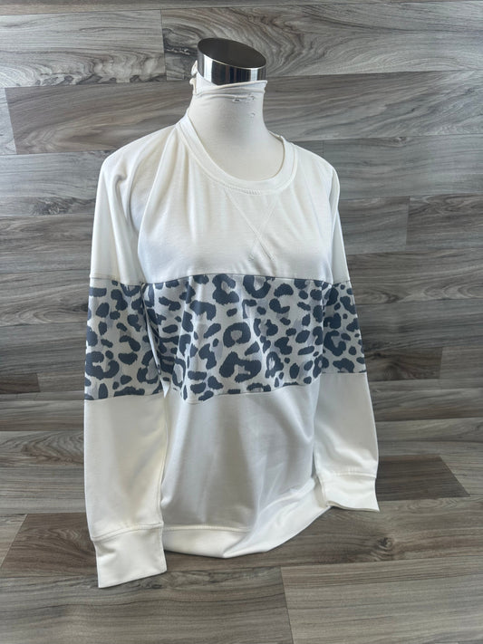 Grey & White Top Long Sleeve Clothes Mentor, Size S