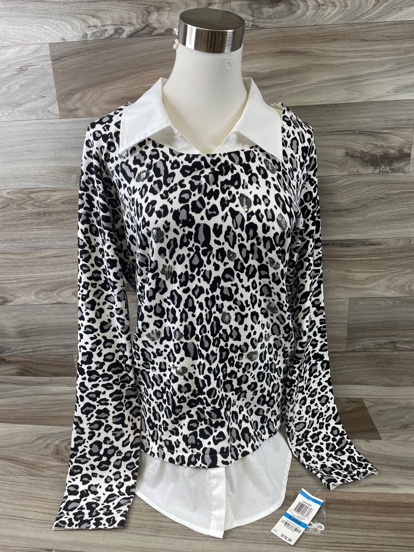Leopard Print Top Long Sleeve Inc, Size Xl