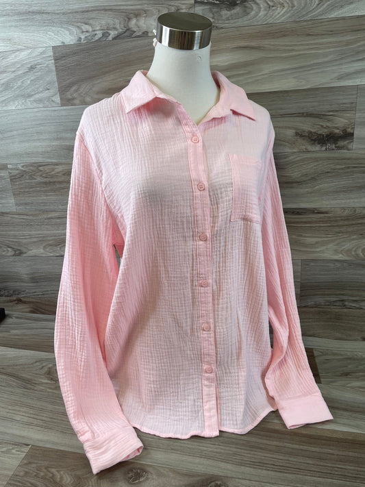 Pink Top Long Sleeve Clothes Mentor, Size M
