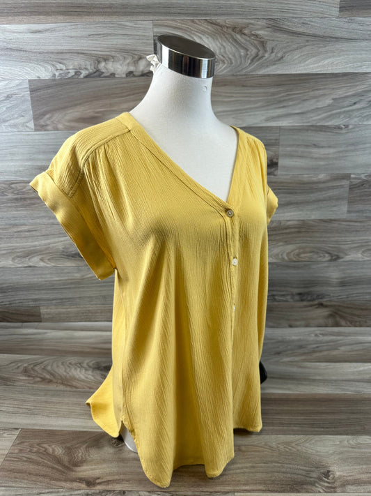 Yellow Top Short Sleeve Loft, Size S