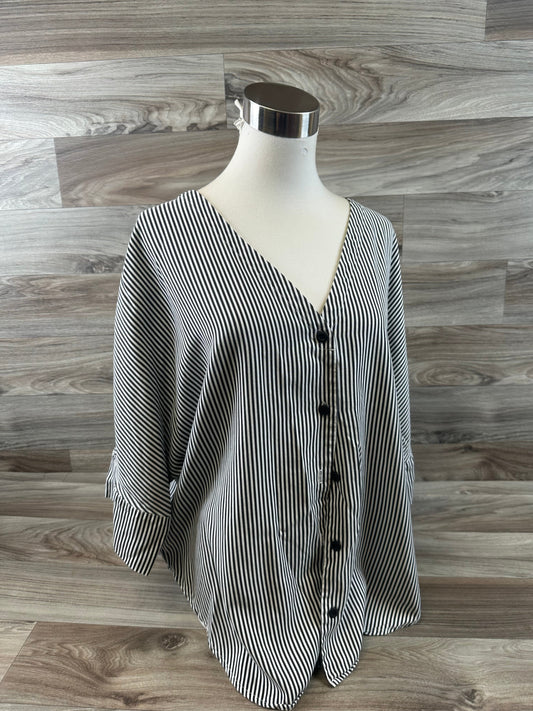 Striped Pattern Top Short Sleeve Clothes Mentor, Size M