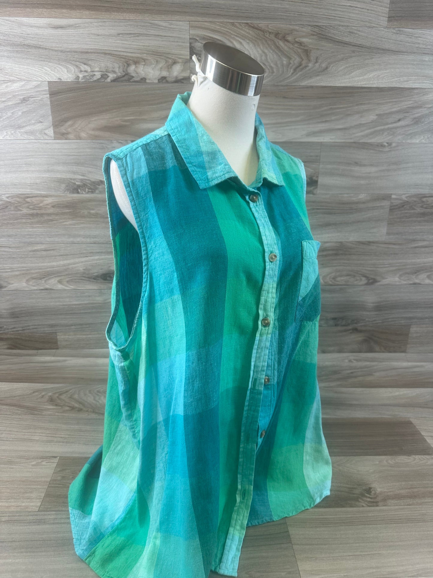 Blue & Green Top Sleeveless Time And Tru, Size Xl