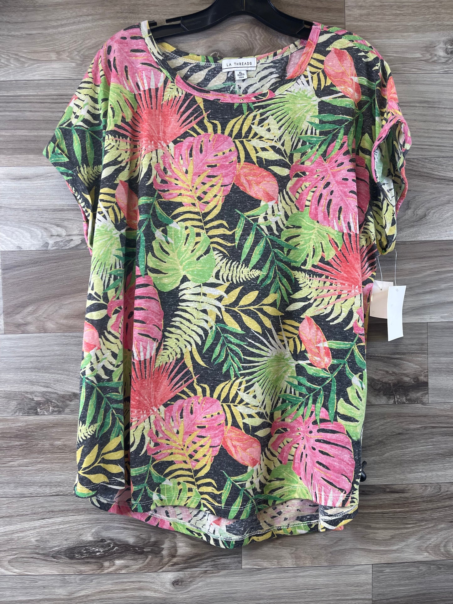 Tropical Print Top Short Sleeve Clothes Mentor, Size Xl