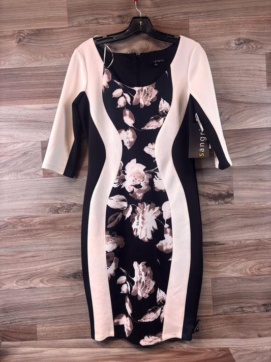 Black & White Dress Casual Midi Sangria, Size M