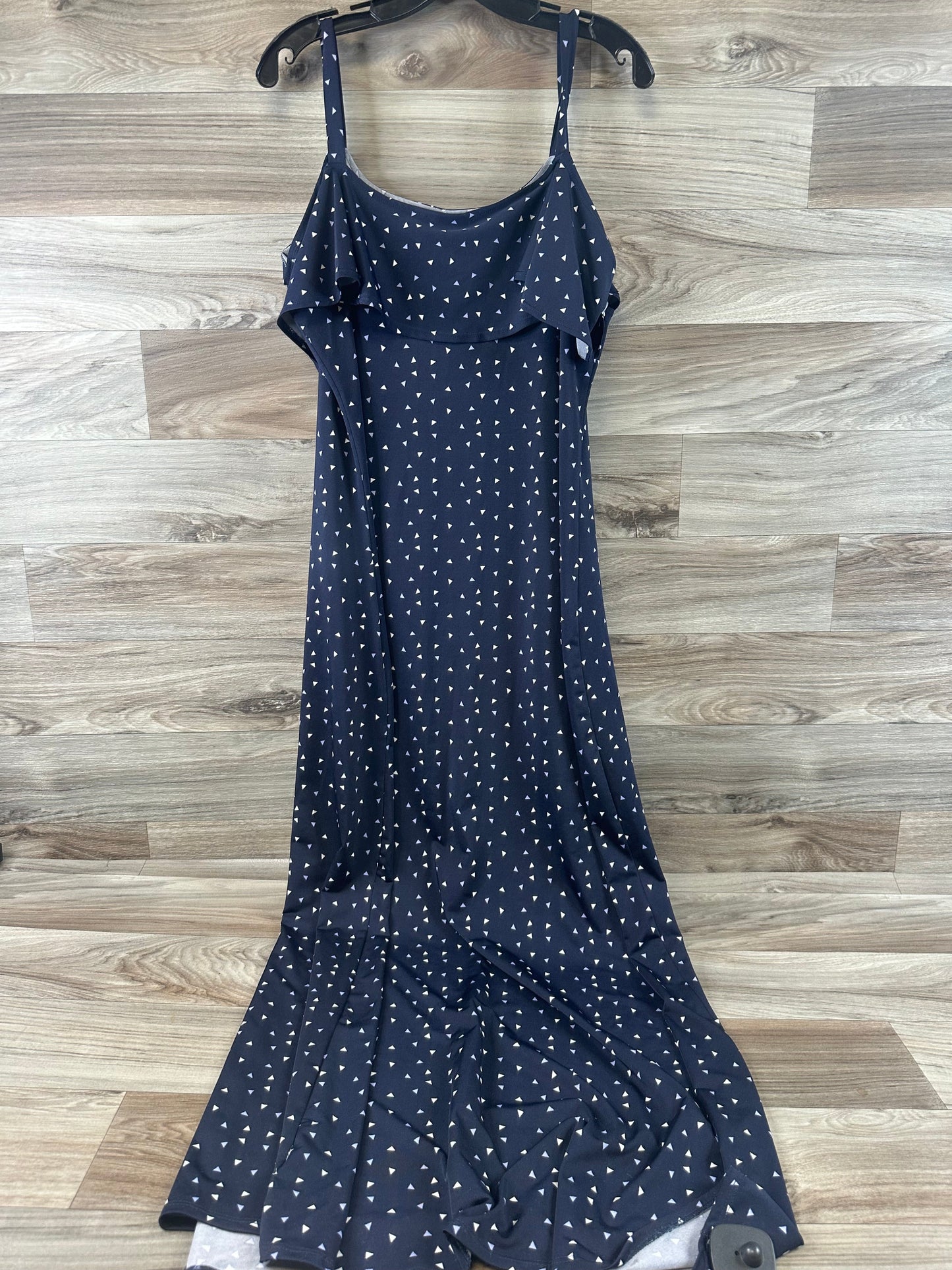 Navy Dress Casual Maxi Nina Leonard, Size Xl