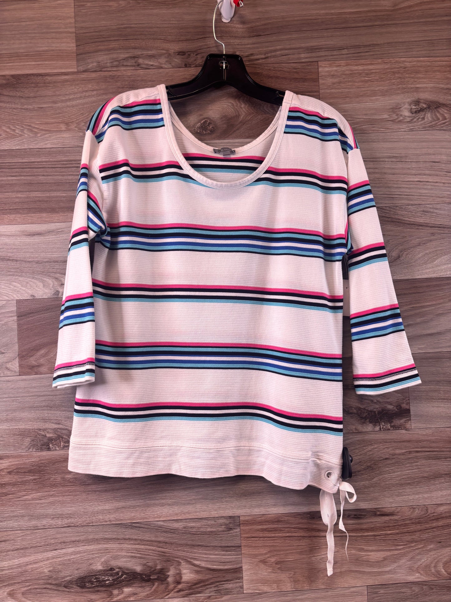 Striped Pattern Top Short Sleeve Basic Talbots, Size Petite L