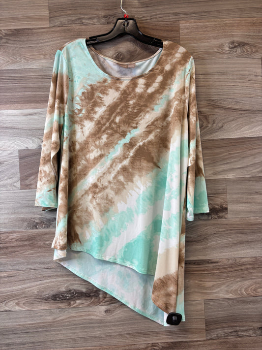 Top 3/4 Sleeve Basic By Chicos In Brown & Green, Size: L