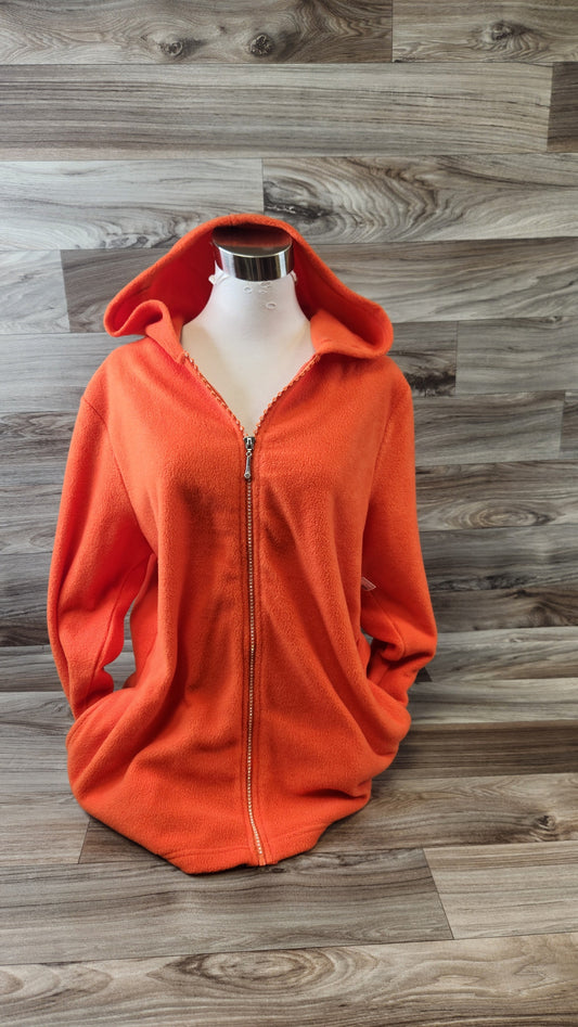 Jacket Fleece By Quaker Factory In Orange, Size: L