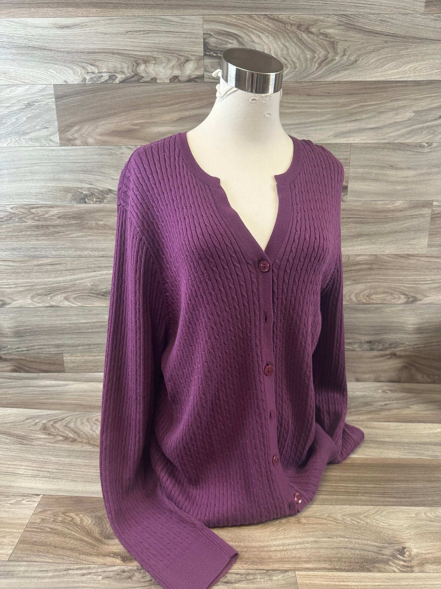 Cardigan By Jeanne Pierre In Purple, Size: 2x