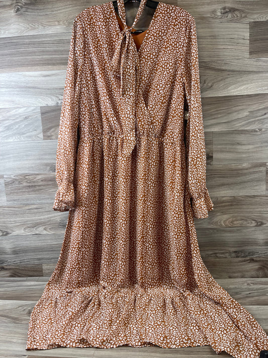 Dress Casual Maxi By Clothes Mentor In Brown & Cream, Size: Xl