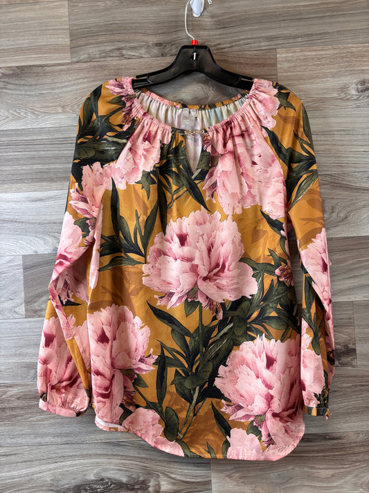 Top Long Sleeve By Chicos In Pink & Yellow, Size: S