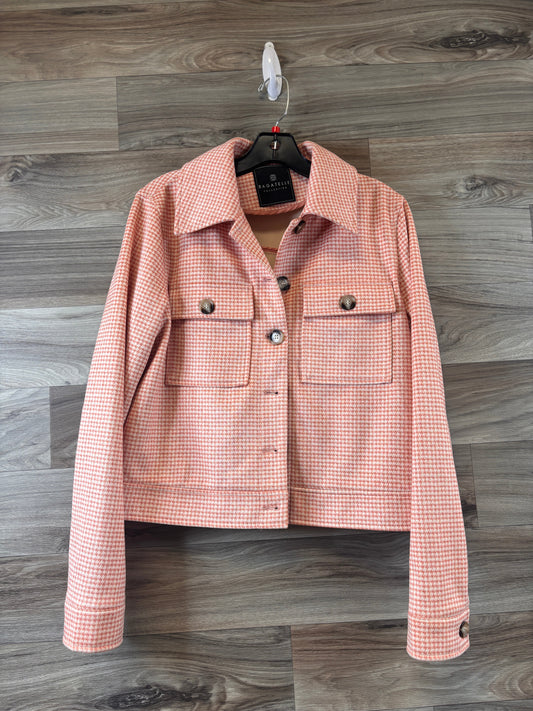 Jacket Shirt By Clothes Mentor In Orange & White, Size: M