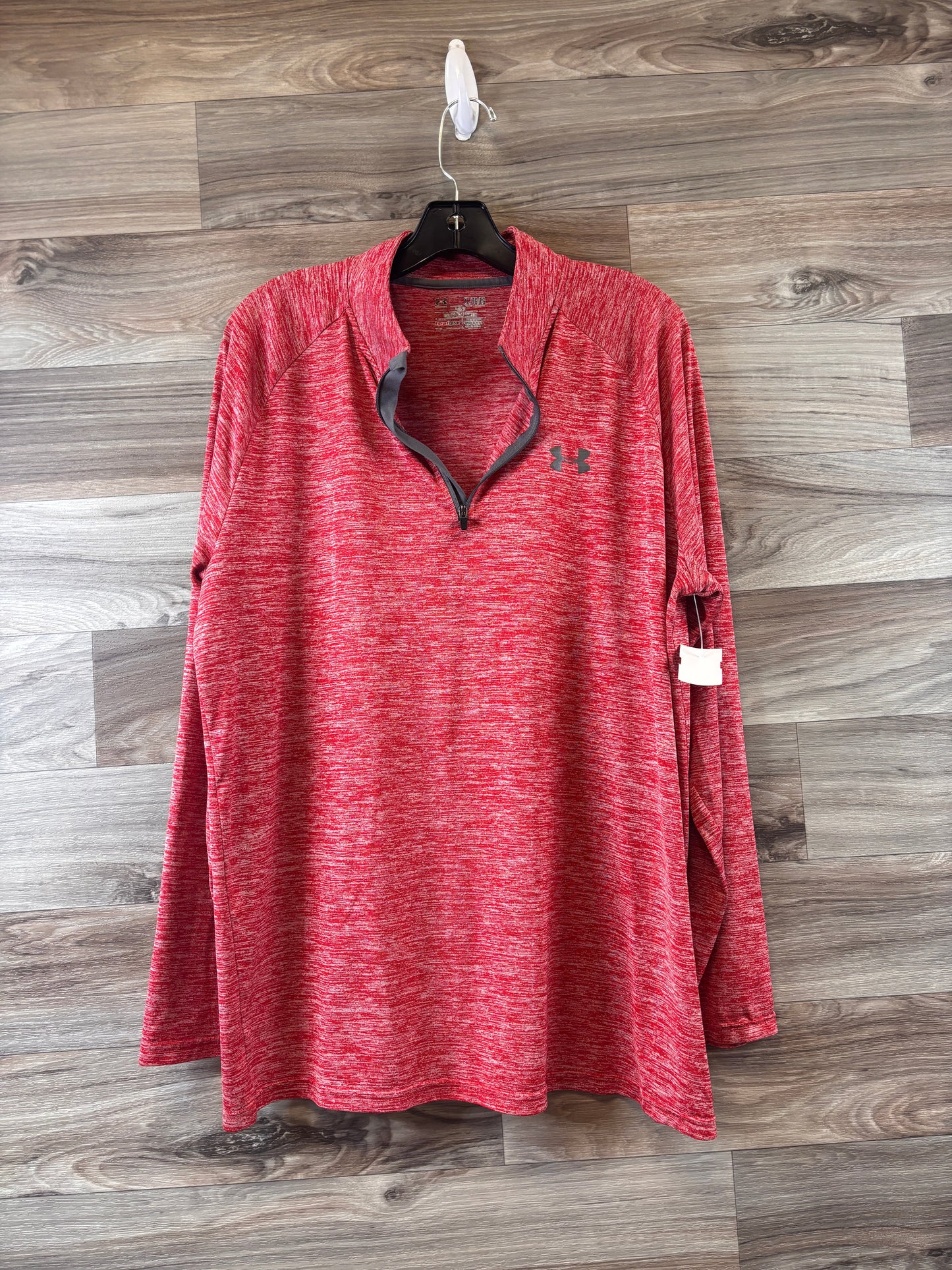 Athletic Top Long Sleeve Collar By Under Armour In Red, Size: Xl