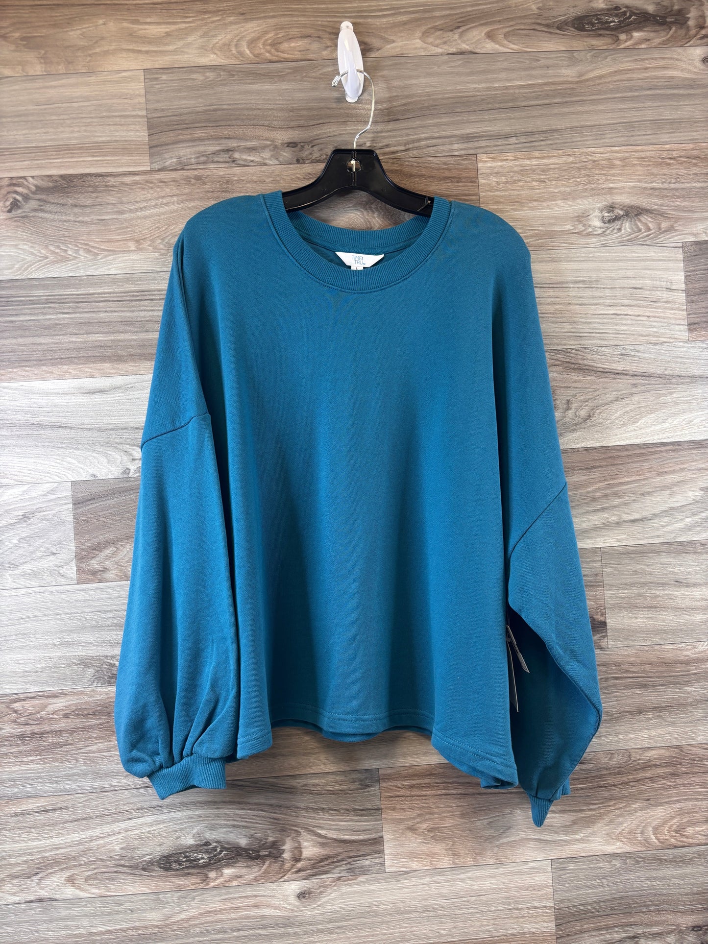 Top Long Sleeve By Time And Tru In Teal, Size: L