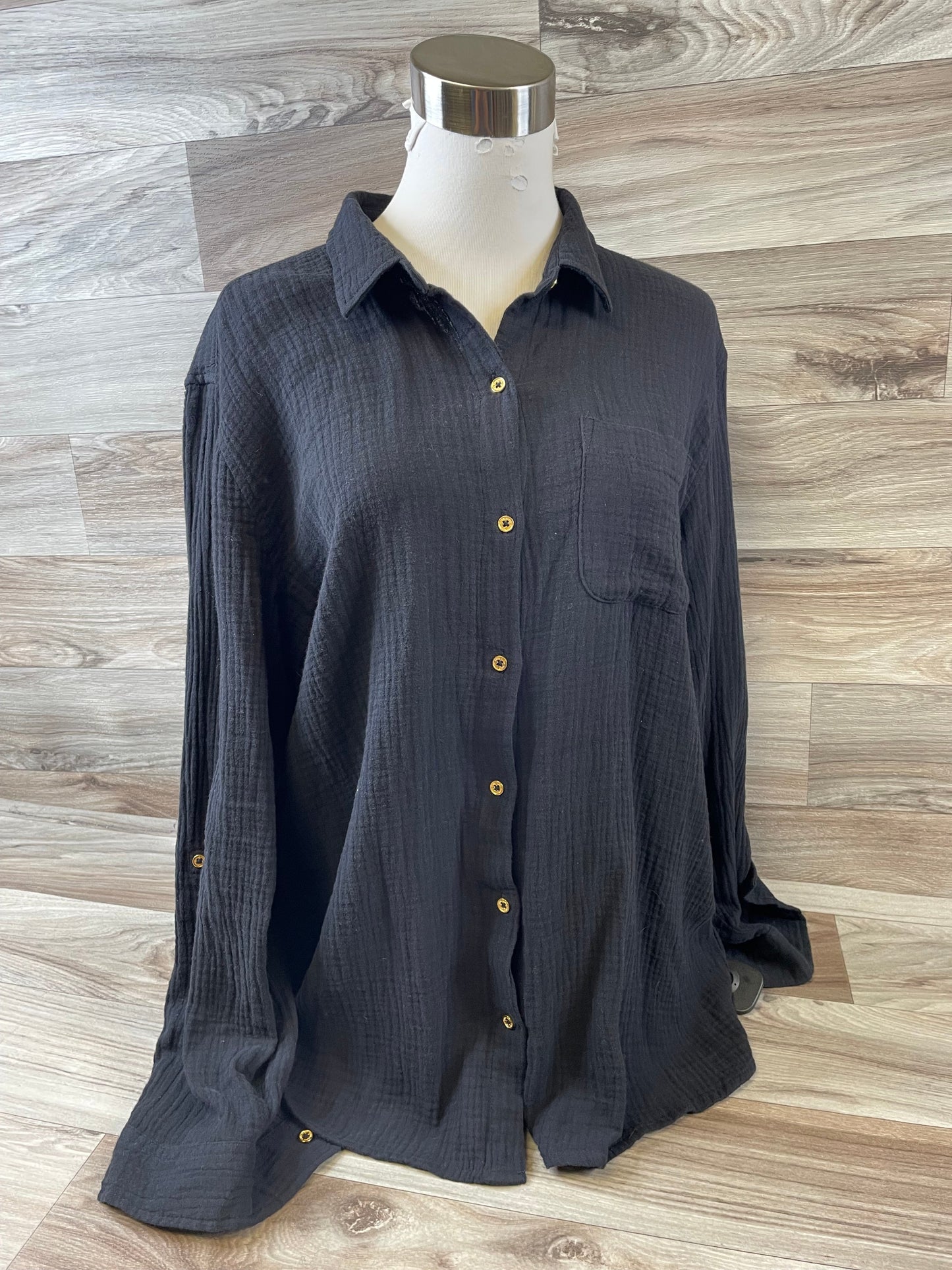 Top Long Sleeve By Anne Klein In Black, Size: L