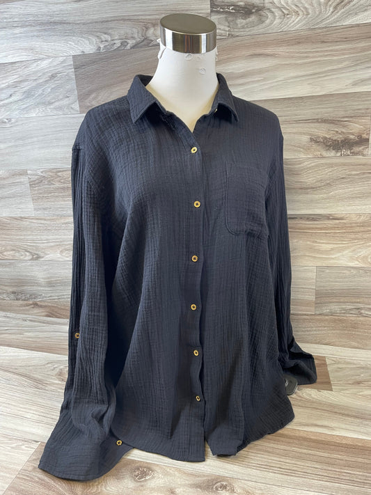 Top Long Sleeve By Anne Klein In Black, Size: L