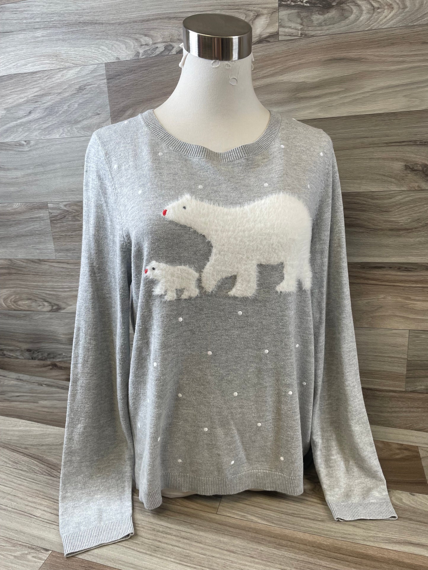 Top Long Sleeve Basic By Talbots In Grey & White, Size: M