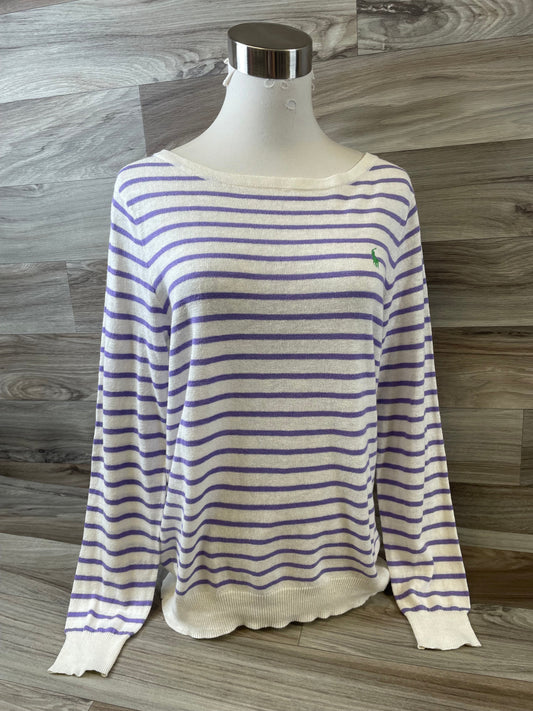 Top Long Sleeve Basic By Lauren By Ralph Lauren In Striped Pattern, Size: L