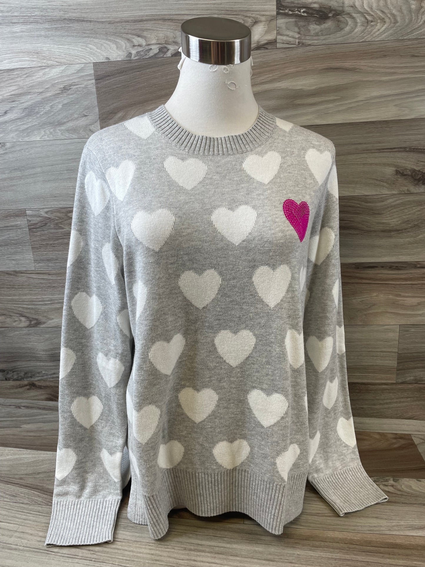 Sweater By Charter Club In Grey & White, Size: M