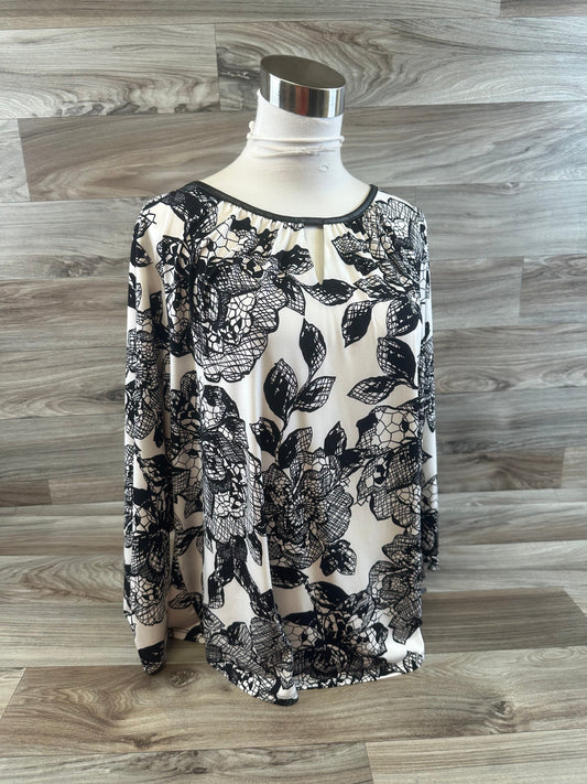 Top Long Sleeve By Worthington In Black & White, Size: 2x