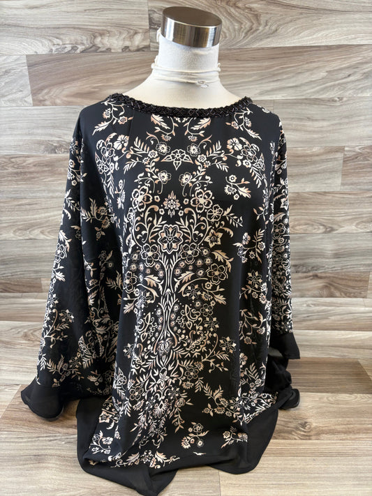 Top 3/4 Sleeve By Roz And Ali In Black & White, Size: 3x