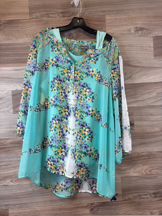 Top Short Sleeve By Roz And Ali In Floral Print, Size: 3x