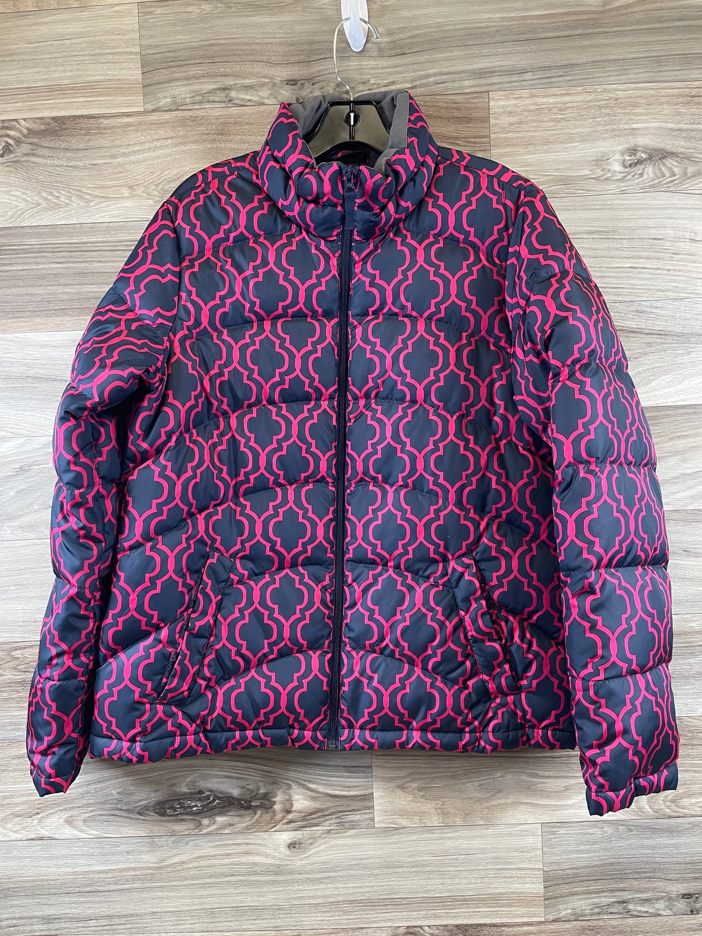 Jacket Puffer & Quilted By Lands End In Blue & Pink, Size: M