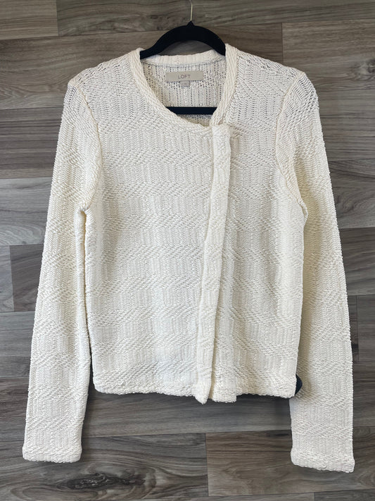 Sweater Cardigan By Loft In Cream, Size: S