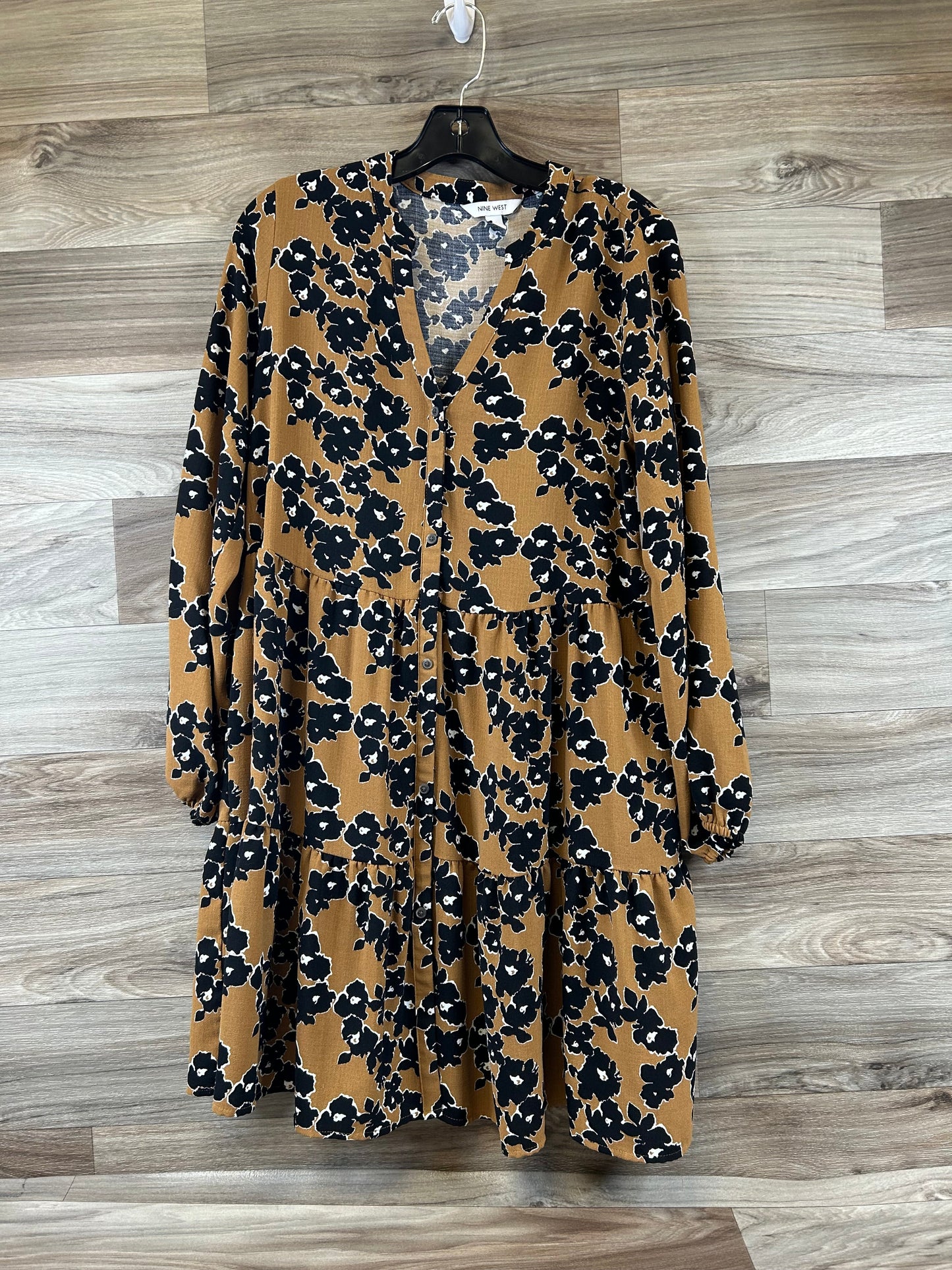 Dress Casual Midi By Nine West Apparel In Black & Tan, Size: M