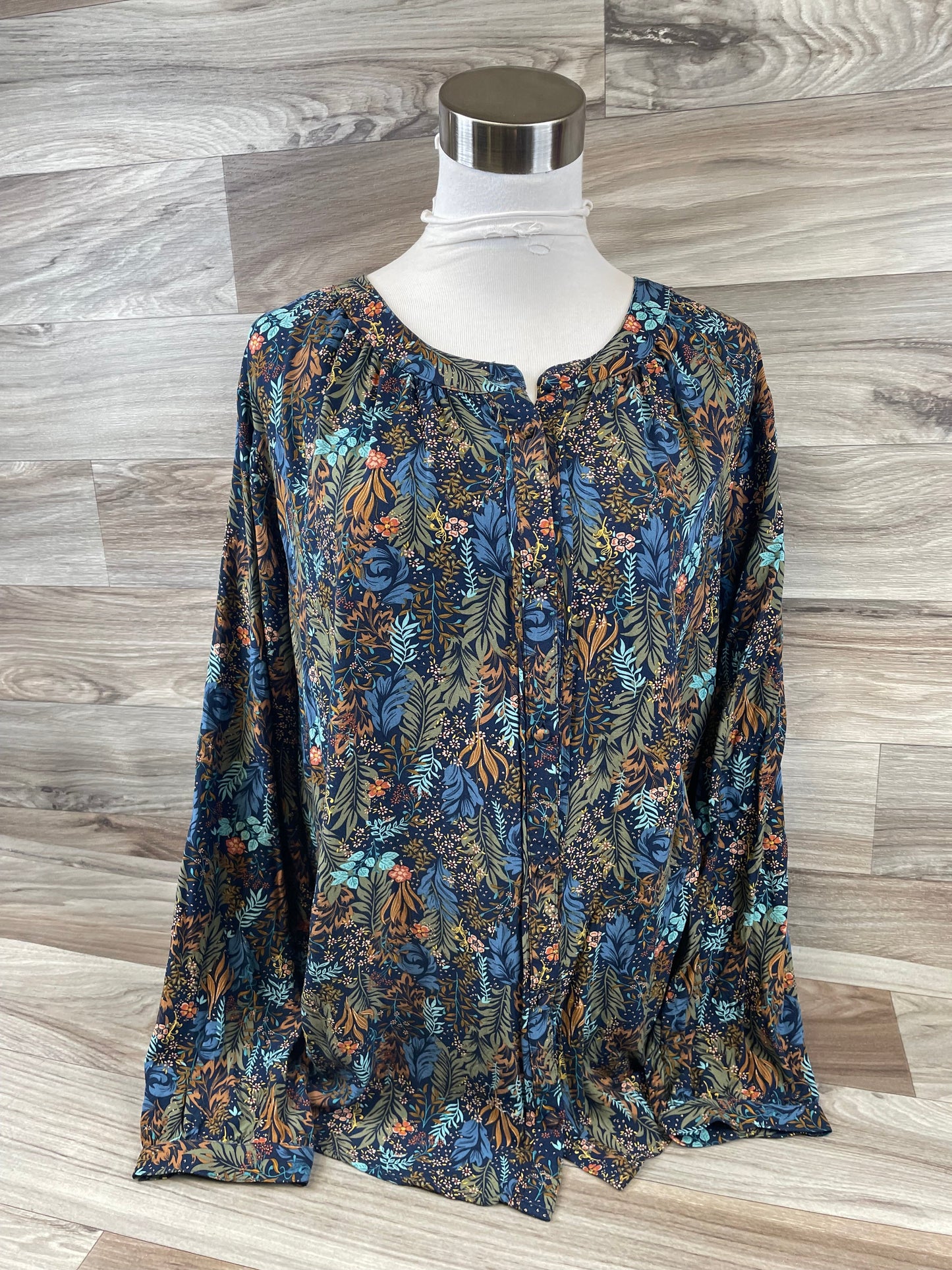 Top Long Sleeve By Cj Banks In Blue & Orange, Size: 3x