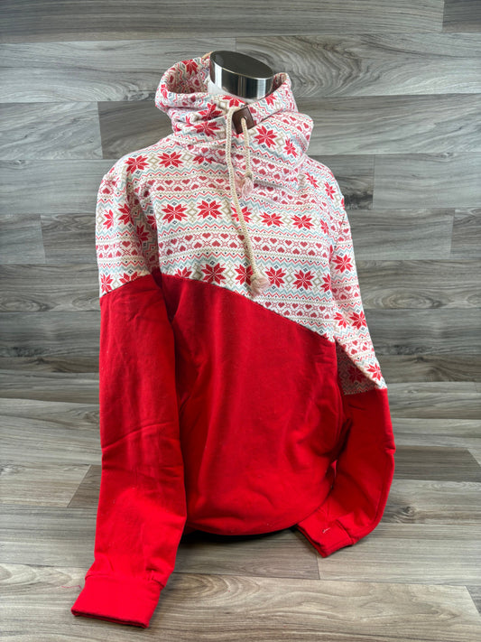 Sweatshirt Hoodie By Clothes Mentor In Red & White, Size: Xxl