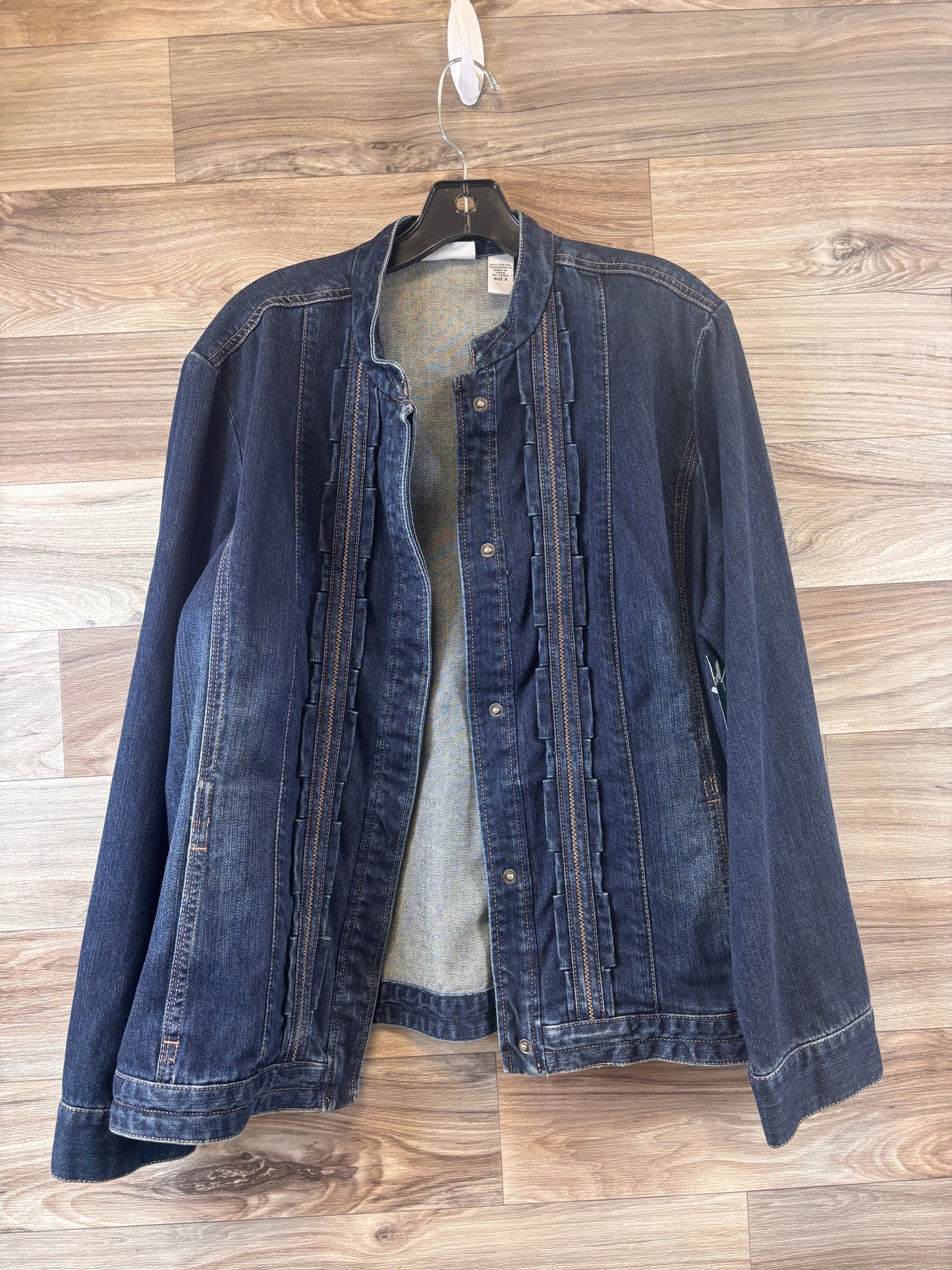 Jacket Denim By Chicos In Blue Denim, Size: Xl