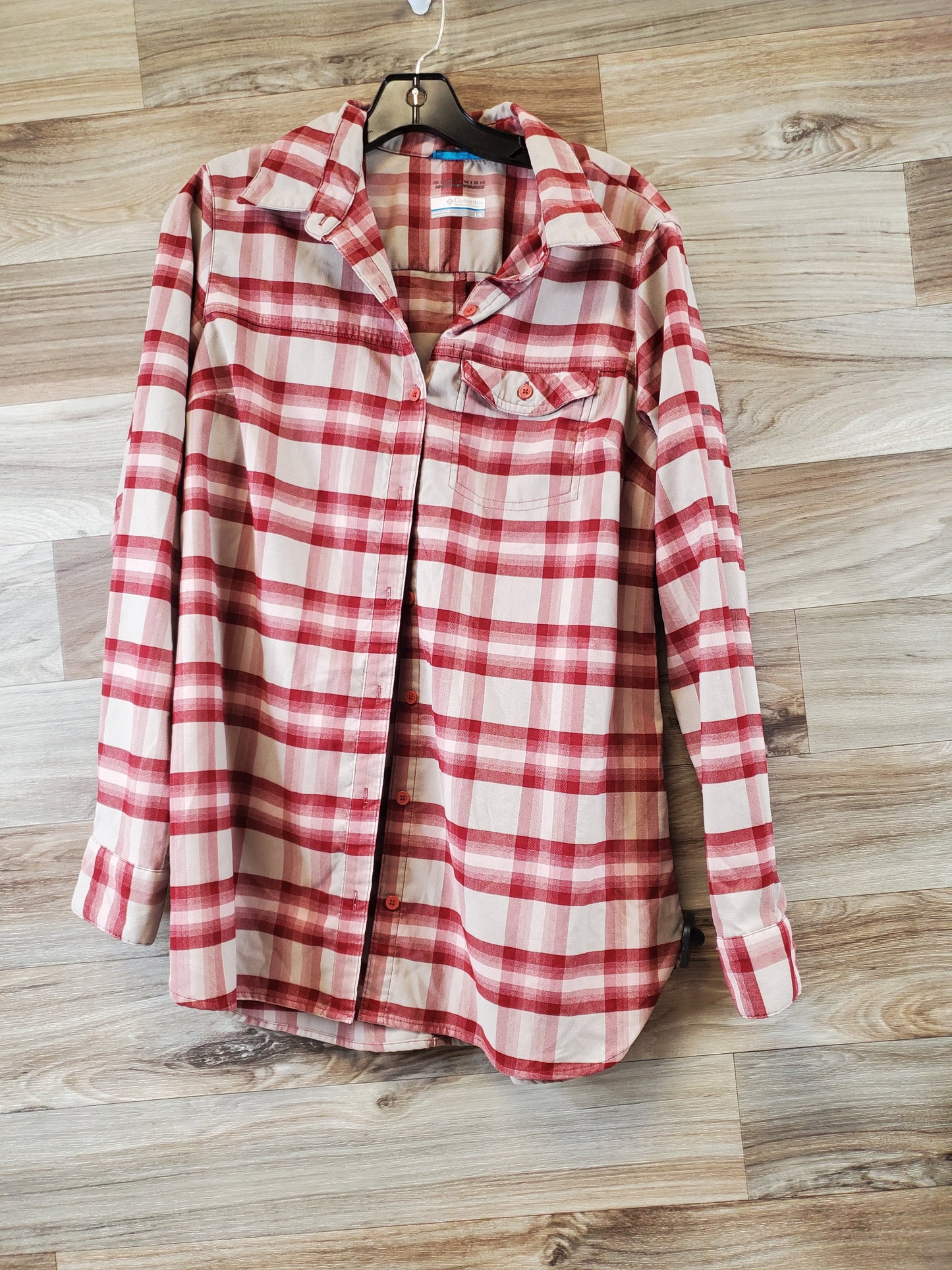 Top Long Sleeve By Columbia In Plaid Pattern, Size: L