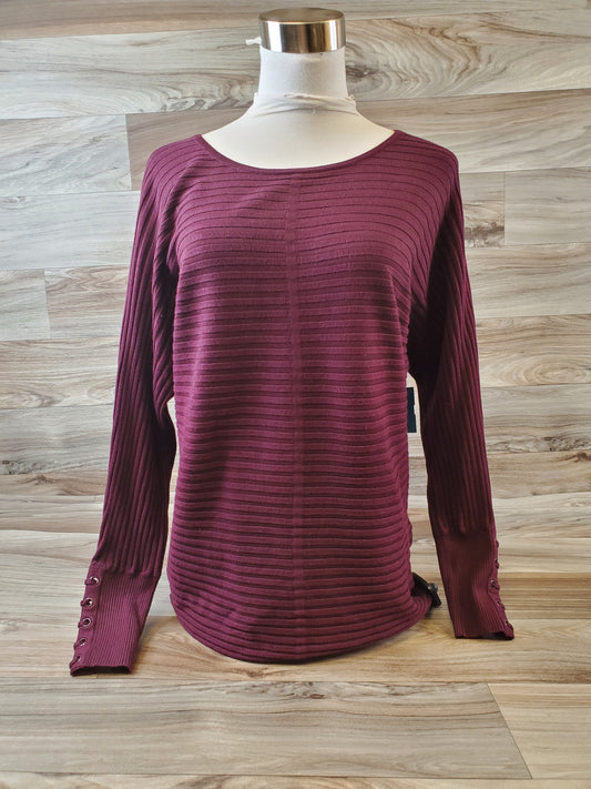 Top Long Sleeve By New York And Co In Maroon, Size: M