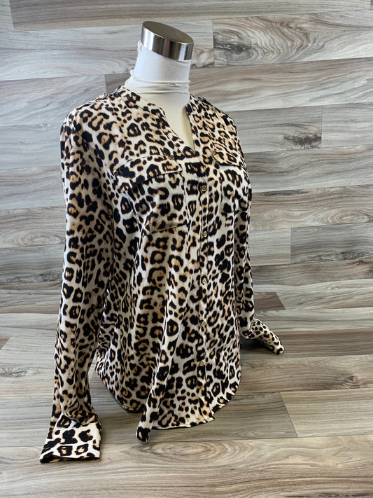 Top Long Sleeve Basic By Charter Club In Leopard Print, Size: S