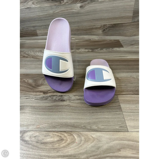 Sandals Flats By Champion In Purple & White, Size: 8