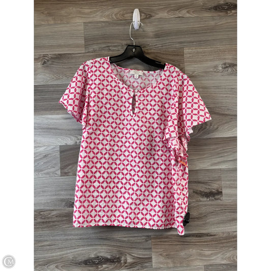 Top Short Sleeve Basic By Charter Club In Pink & White, Size: Xl