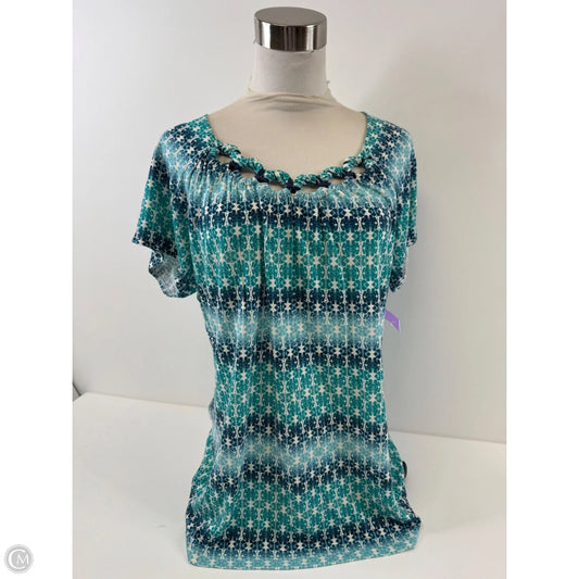 Top Short Sleeve Basic By Liz Claiborne In Blue & Cream, Size: Xl