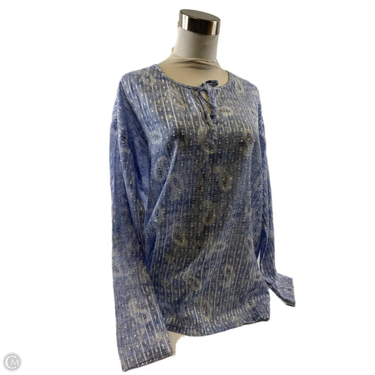 Top Long Sleeve By Pure Jill In Blue & White, Size: S