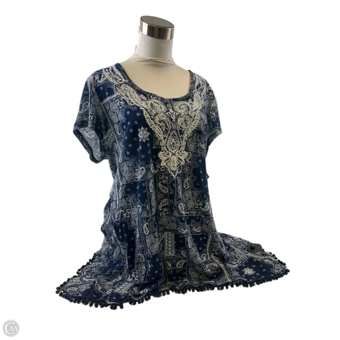 Top Short Sleeve Basic By Style And Company In Blue & White, Size: L