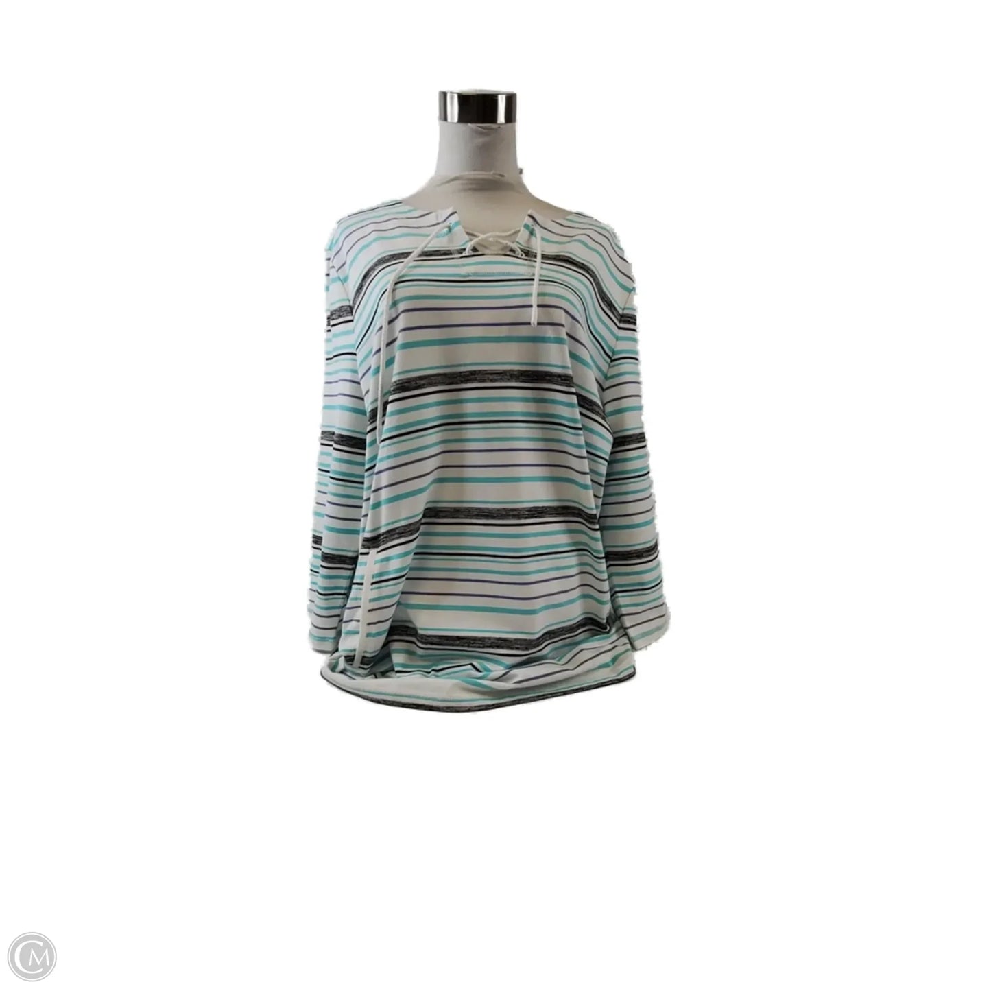 Top 3/4 Sleeve By Talbots In Striped Pattern, Size: Xl