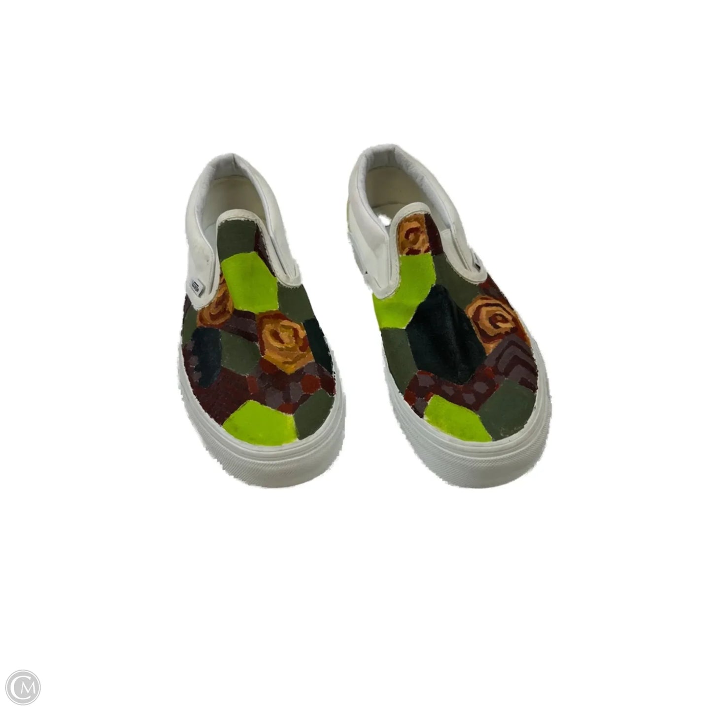 Shoes Sneakers By Vans In Green & White, Size: 9