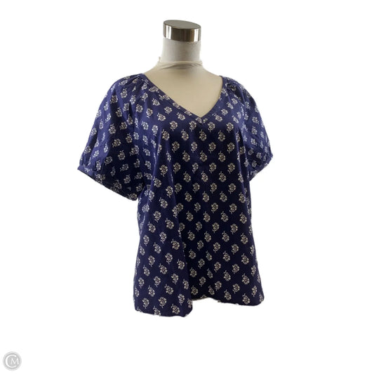 Top Short Sleeve Basic By J. Crew In Purple & White, Size: Xl